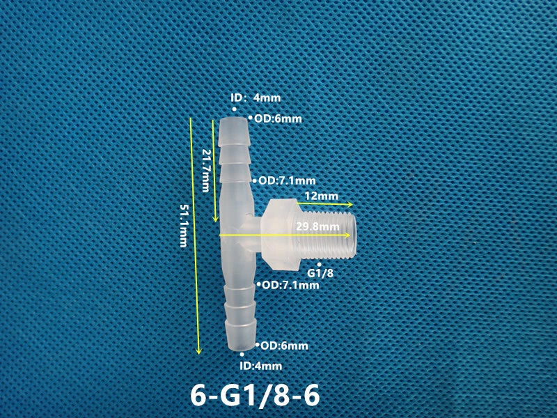 T-Type Plastic Pipe Fitting – Male Thread Barbed Tee Hose Connector (G & M Thread)