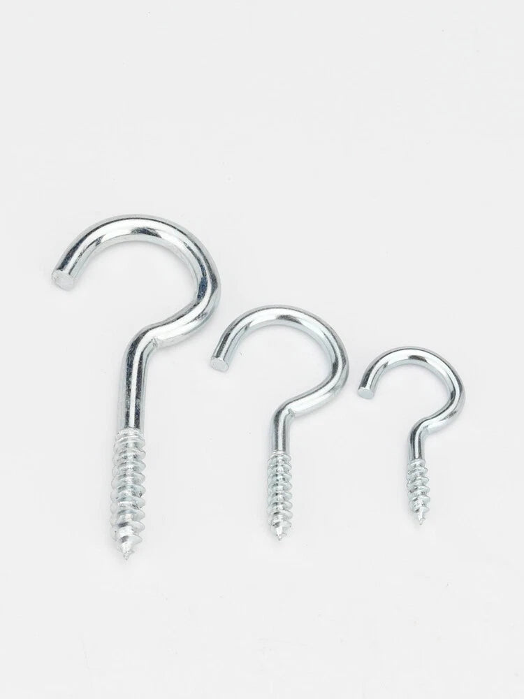 Zinc Screw Eyes & Hooks — Metric Wood Thread, 16–105mm, Hook & Eye with Optional Wall Plug