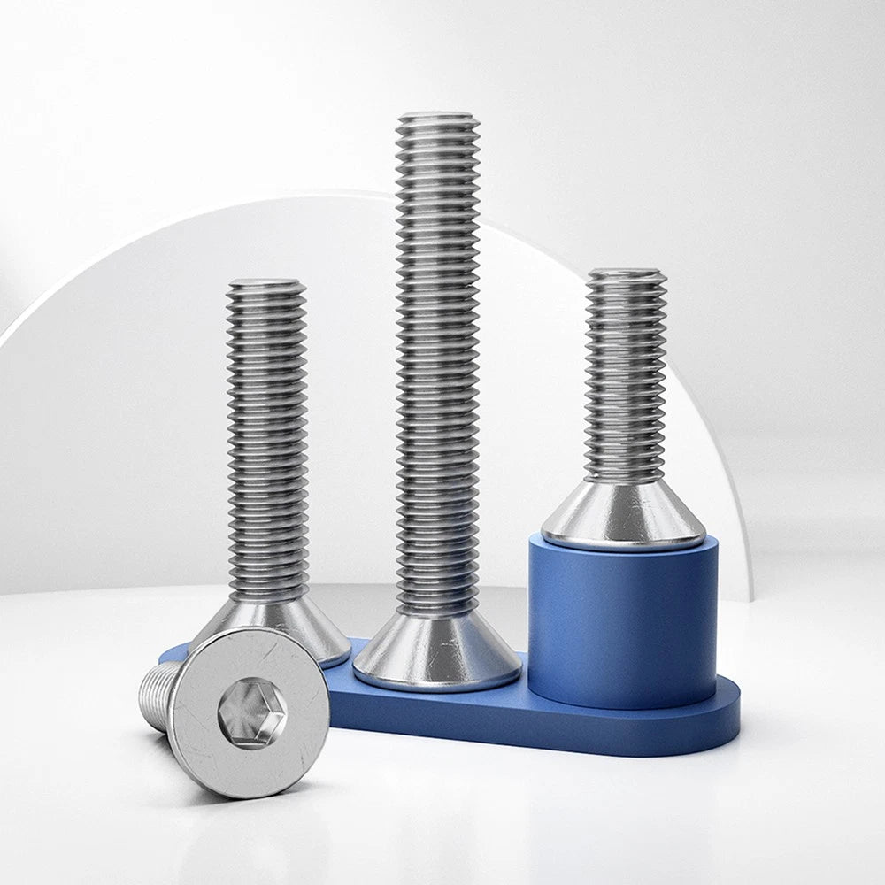 M8 M10 Countersunk Socket Head Screws – 304 Stainless Steel A2, Fully Threaded, 10–150mm