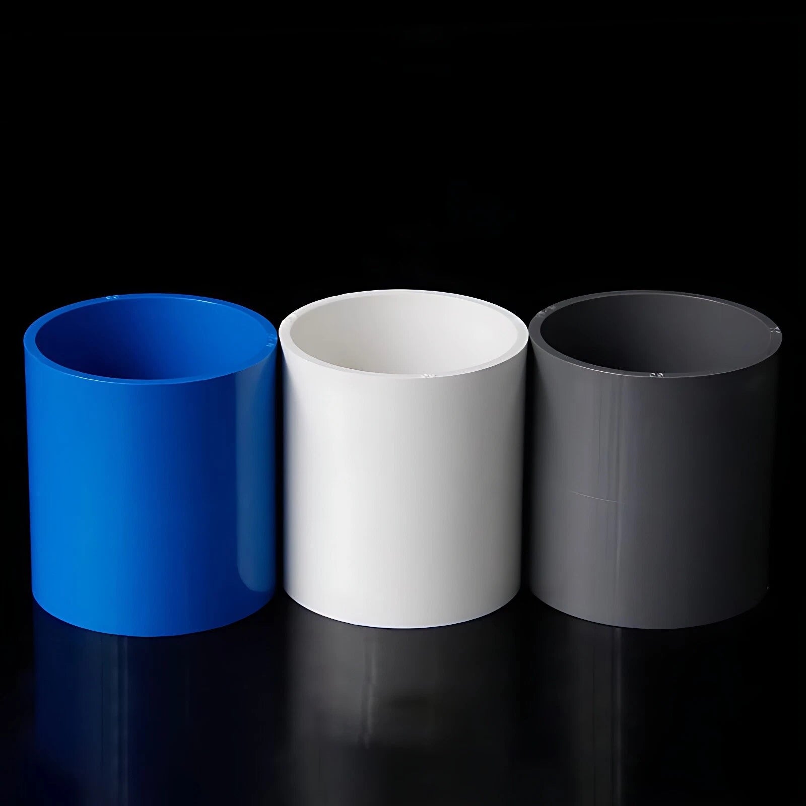 PVC Straight Pipe Coupling Socket — 16mm to 200mm, White / Blue / Grey