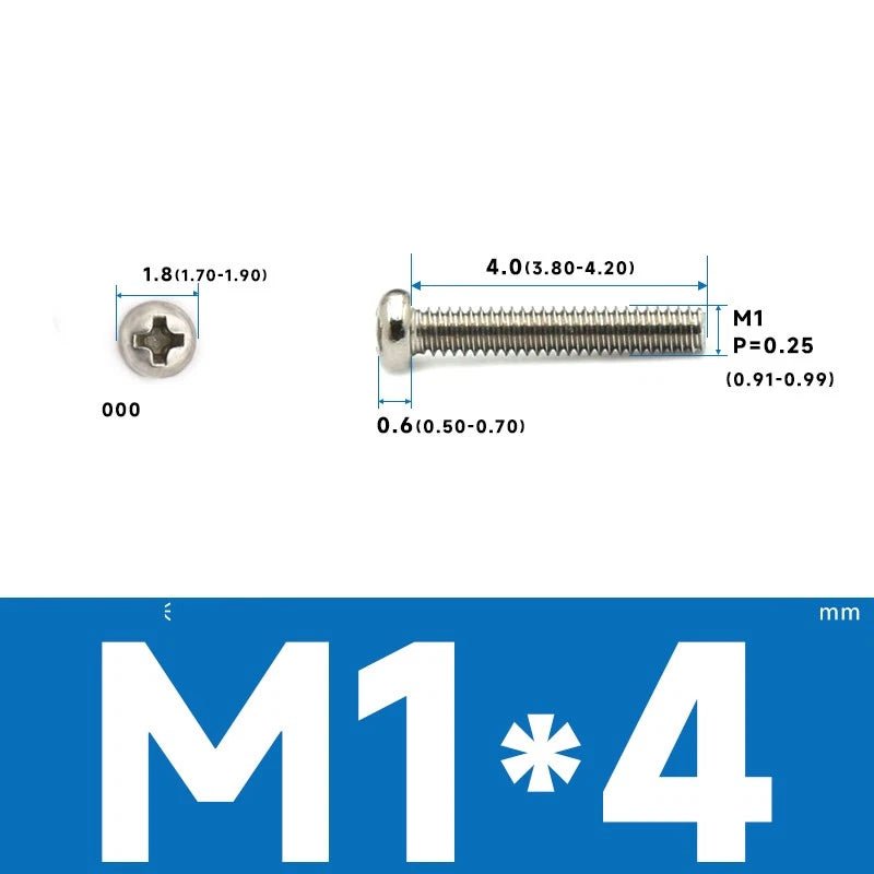 M1–M2.5 Pan Head Phillips Machine Screws – A2 Stainless Steel (304), Fully Threaded - HomeDIYer