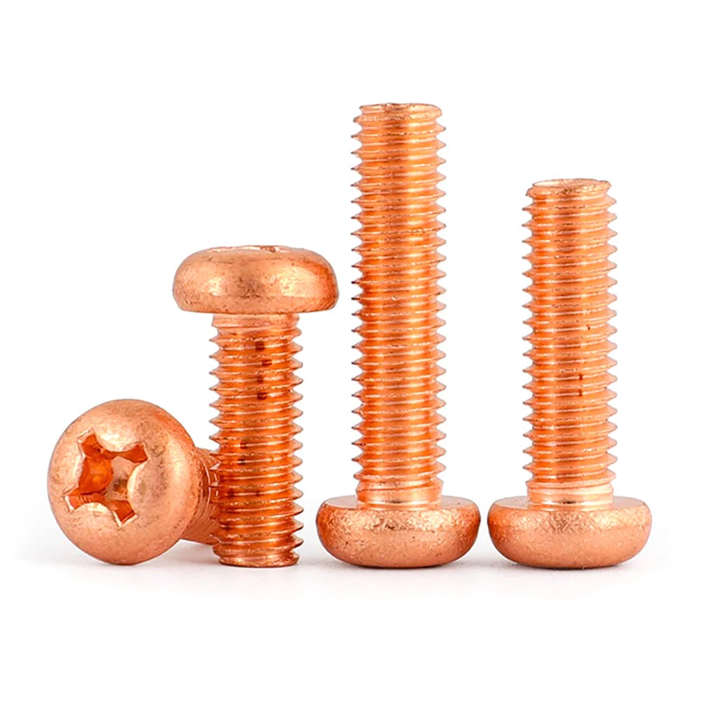 Copper Phillips Pan Head Machine Screws — M2 to M8, Multiple Lengths