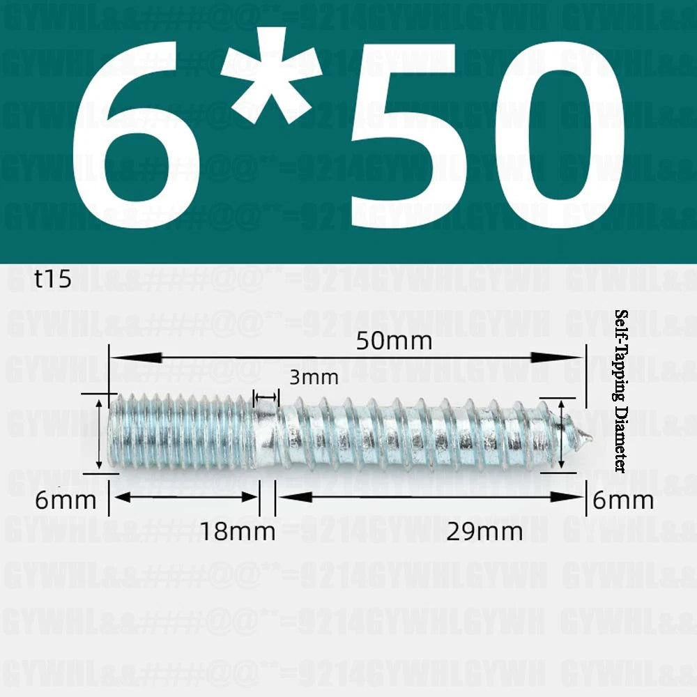 M6 M8 M10 Hanger Bolts – Zinc Plated Steel Torx Drive, Headless Furniture Wood Screws for Sofa Legs & Mounting