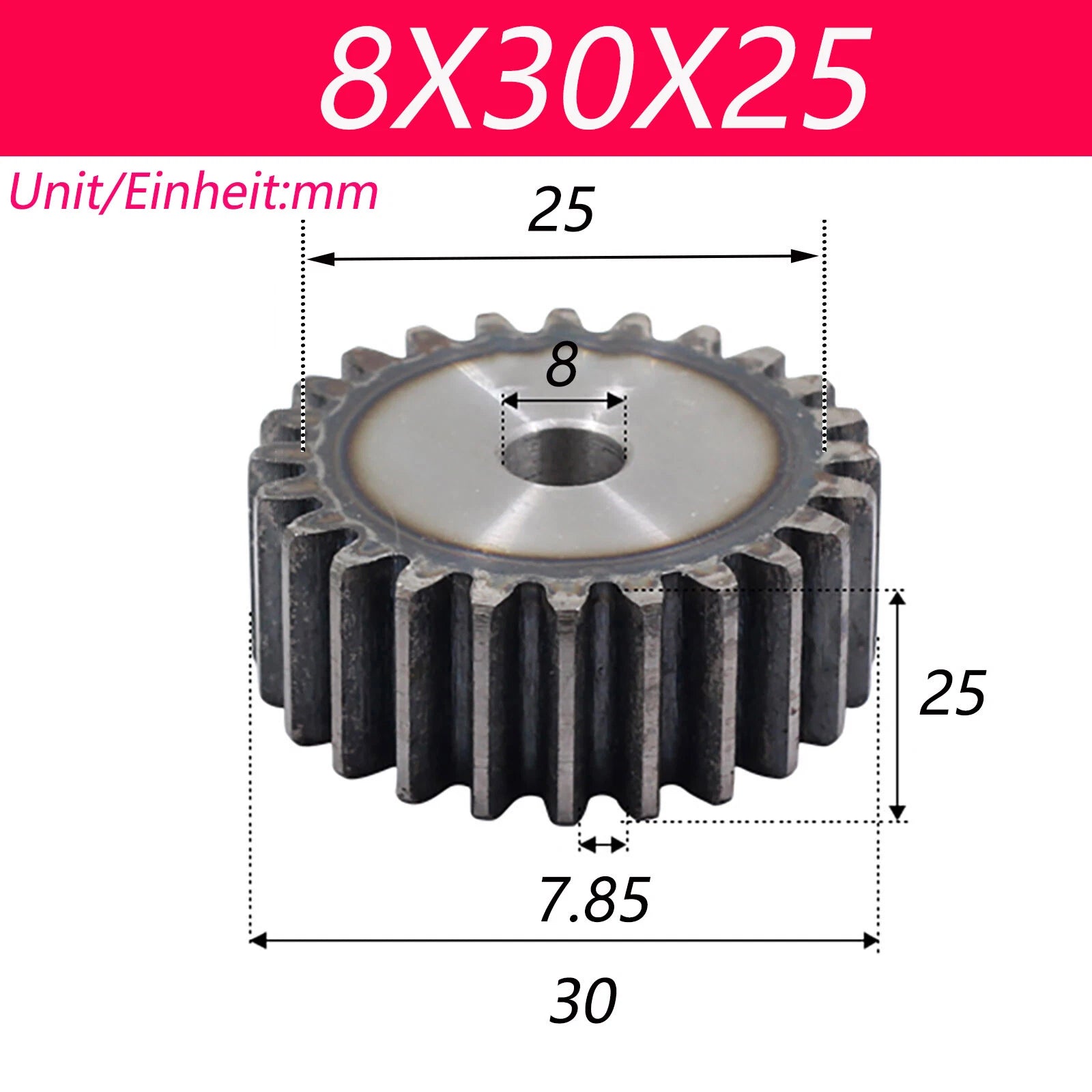 2.5 Modul 45# Steel Spur Gears Pinion Gear Thick 25mm 10-80 Teeth For 3D CNC