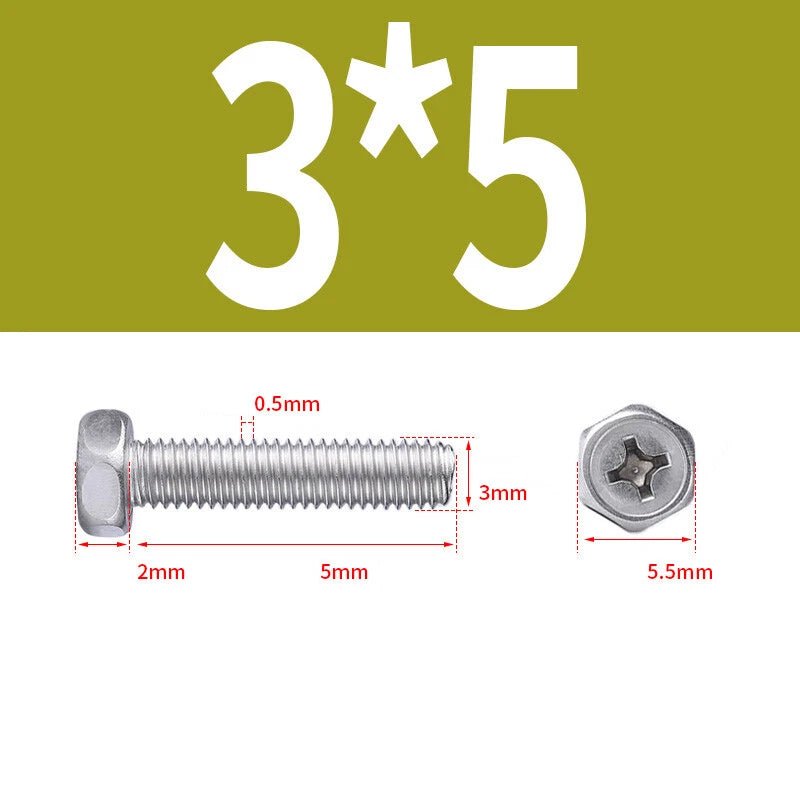 A2 Stainless Steel Hex Head Machine Screws – M3 M4 M5 M6 M8, Fully Threaded (304 Grade) - HomeDIYer