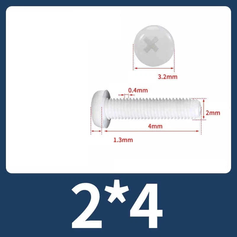 White Nylon Phillips Pan Head Machine Screws – M2 to M8, Non‑Conductive & Corrosion‑Free (PA66)