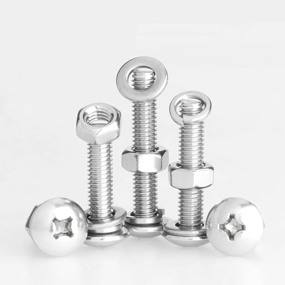 M2–M4 Phillips Truss Head Machine Screws with Hex Nuts & Washers – A2 Stainless Steel - HomeDIYer