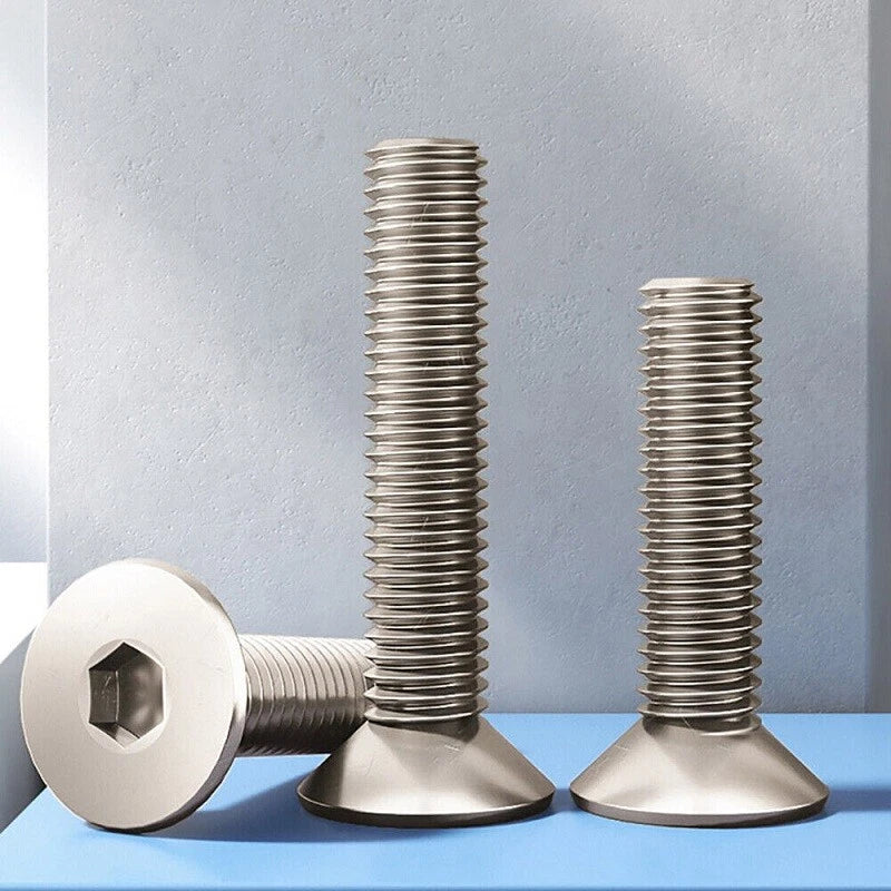 M2 & M3 A2 Stainless Hex Drive Flat Head Screws – Countersunk Machine Bolts (304)