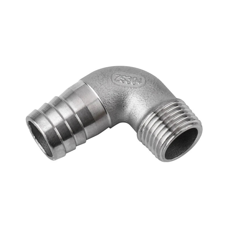 Thread Pipe Fitting Barb Hose Tail Connector BSP Stainless Elbow Hose Connector