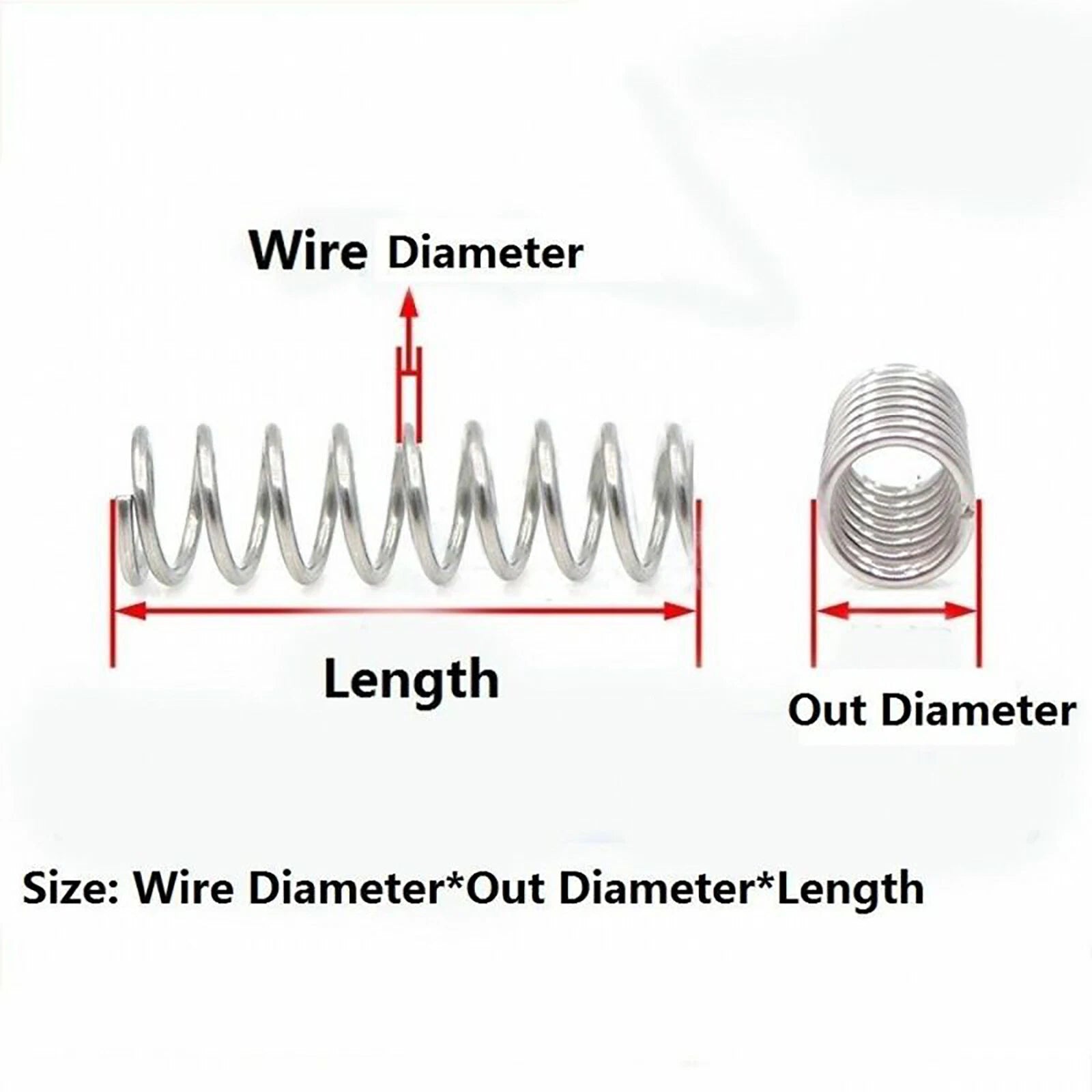 Compression Spring 304 Stainless Steel Wire Diameter 1.0mm Various Length