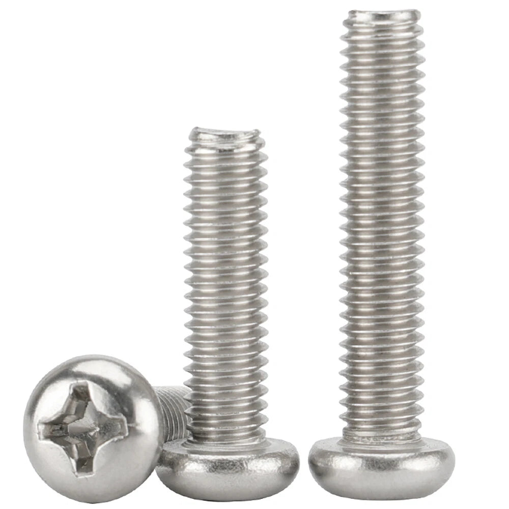 M5 Pozi Pan Head Machine Screws – A2 Stainless Steel (304), Fully Threaded, Pozidriv Drive