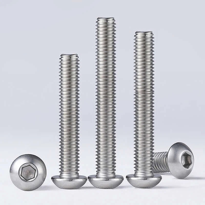 M6 M8 M10 Button Head Hex Drive Screws – 316 Stainless Steel Marine Grade Machine Bolts (Fully Threaded)