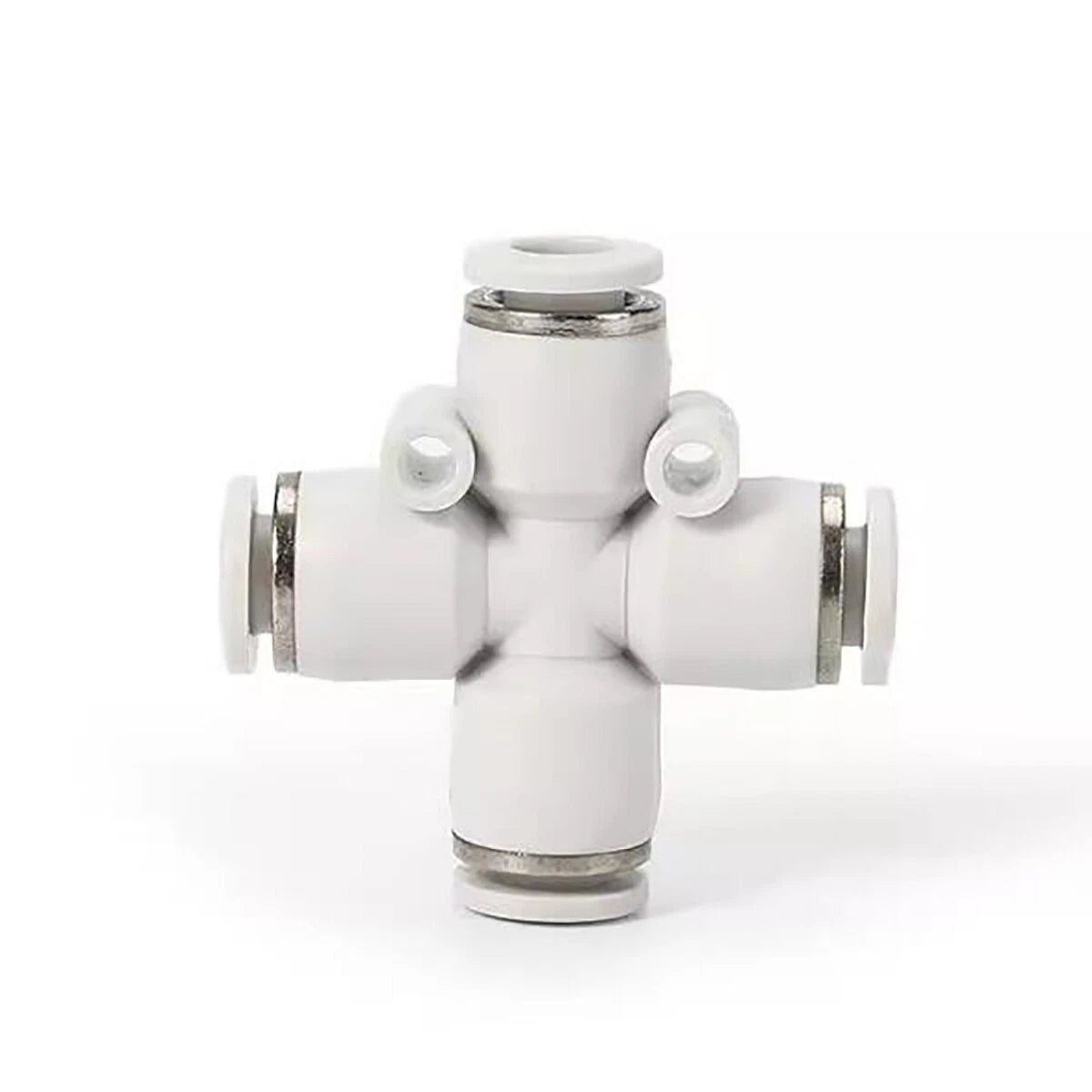 Nylon Push-to-Connect Cross 4-Way Pneumatic Fitting 4–12mm Inline Tube Connector