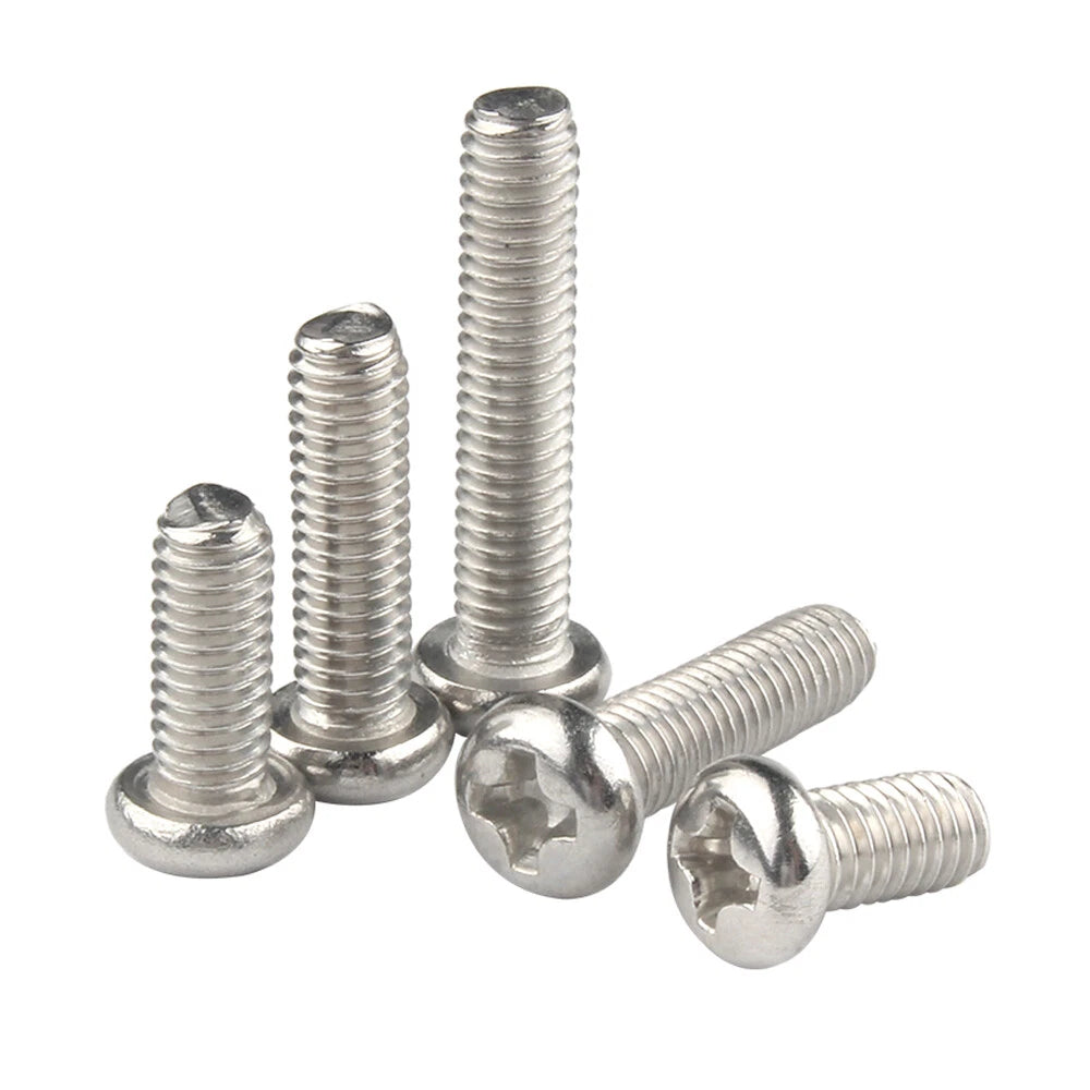 A2 Stainless Steel Phillips Pozi Pan Head Machine Screws M1 M1.2 M1.4 M1.6 M2 M2.5 M3 M3.5 M4 M5 M6 M8 M10 — Full Range 3mm to 200mm