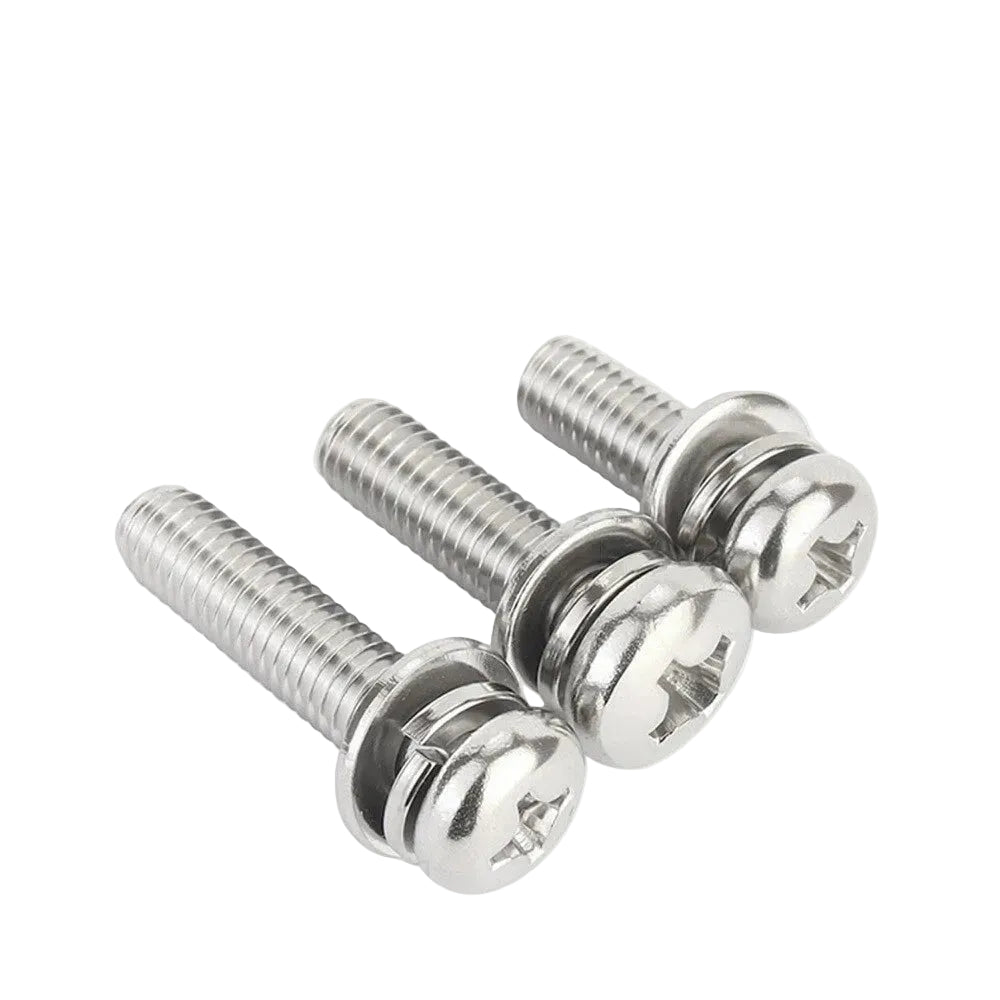 Phillips Pan Head Machine Screws with Washers – M2 to M8 Carbon Steel