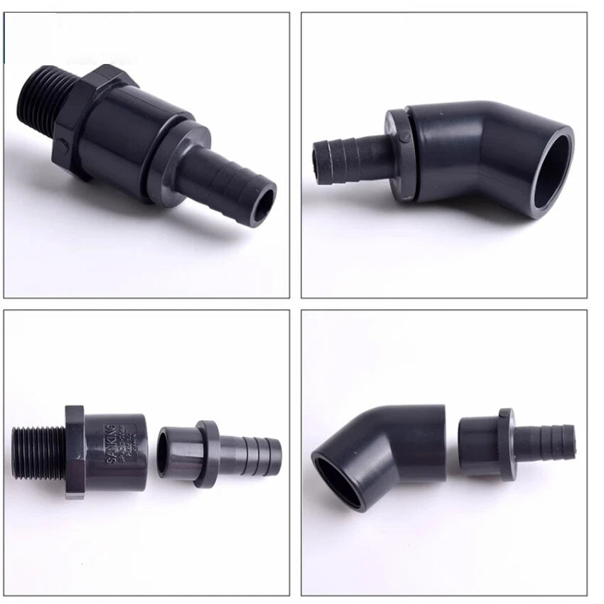 Hosetail Connector Barbed Connecting Pond Pool Hose Pipe Adhesive Fitting 8~63mm