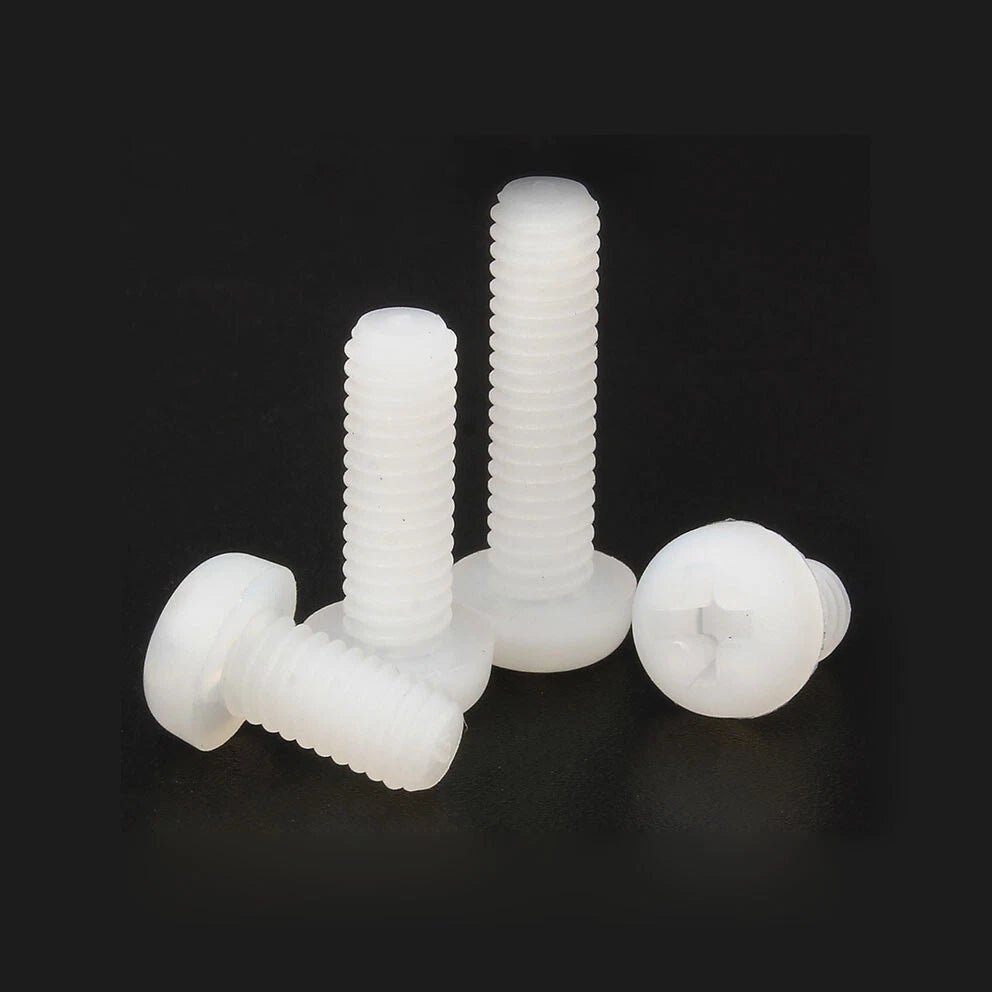 White Nylon Phillips Pan Head Machine Screws – M3 M4 M5 M6, Fully Threaded (4–60mm) - HomeDIYer