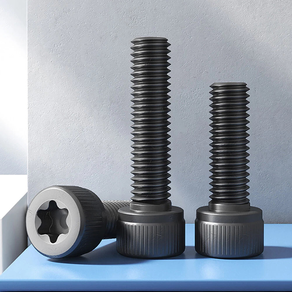 M5–M10 Black Cap Head Torx Screws – Carbon Steel, Hex Socket Style, Lengths 6–40mm