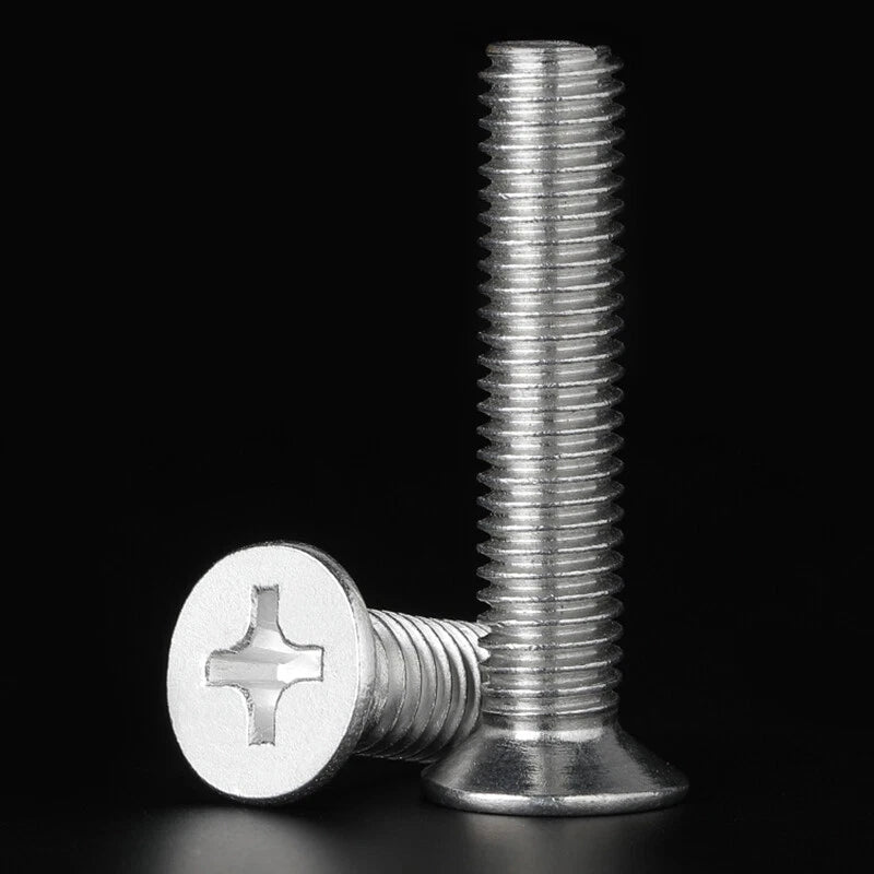 304 Stainless Steel Countersunk Phillips Machine Screws – M3.5 M4 M5 (6–200mm Length Under Head)