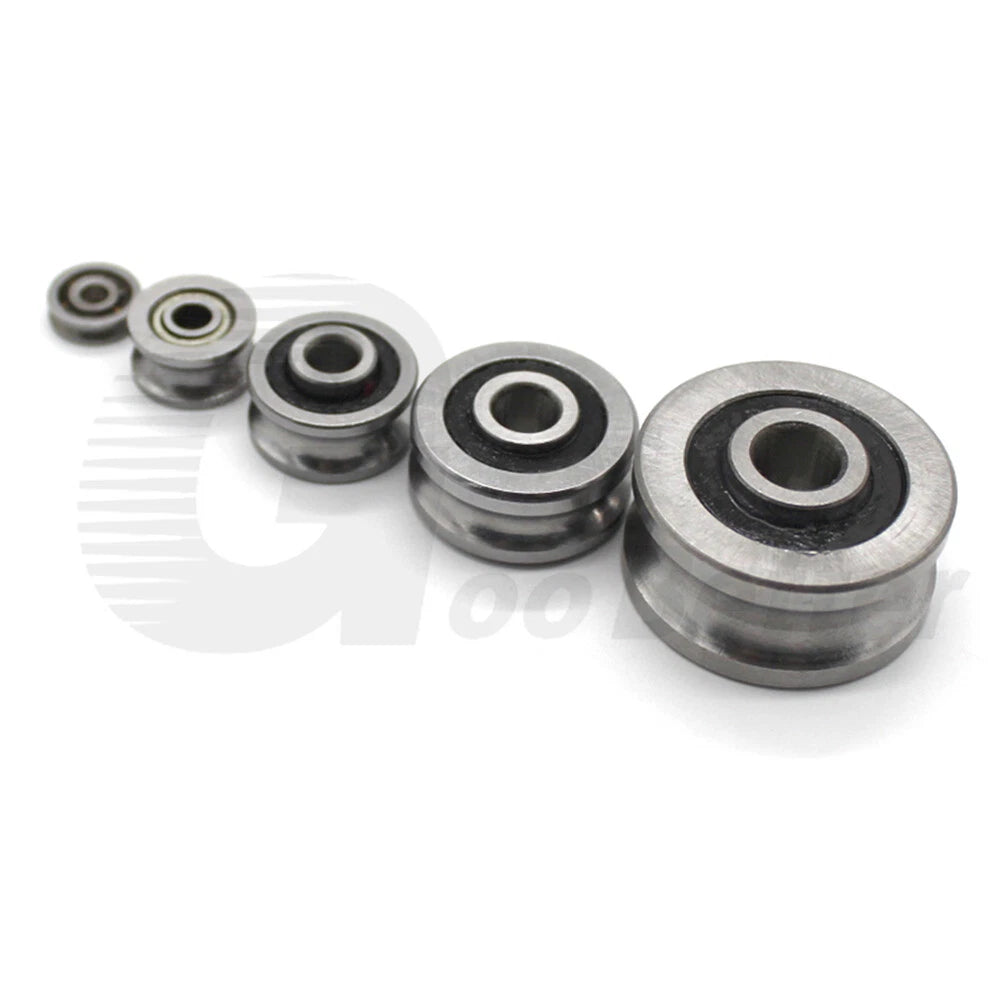 V/U Grooved Wire Guide Pulley Wheel Steel Rollers Ball Bearings Bore 3/4/5/6/8mm