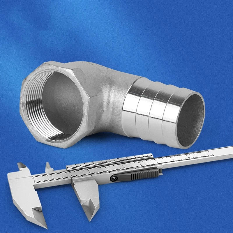 BSP Male Elbow Barbed Hose Connector — Stainless Steel, 1/8" to 1/2", 6–16mm