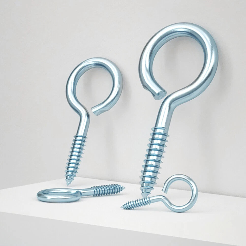 Zinc Plated Screw Eye Hooks & Screw-In Hooks — Heavy Duty, Sizes #0–#16