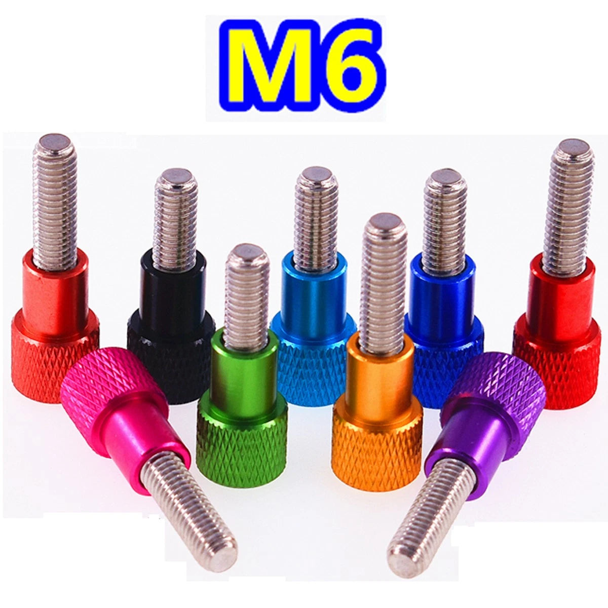 M6 Knurled High Thumb Screws Alu + Stainless Hand Grip Knob Bolt Head Thread Rod