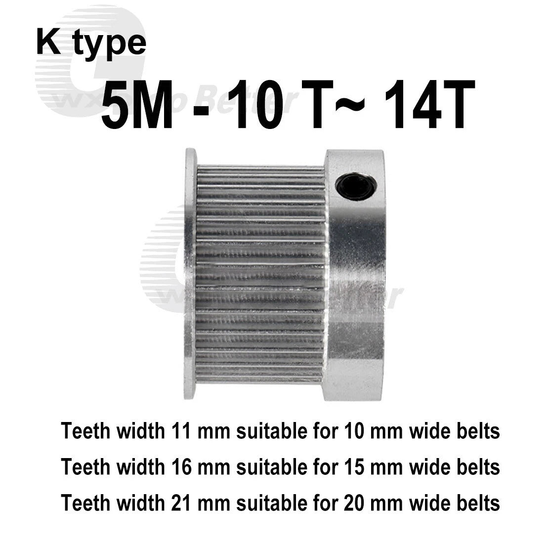 5M Pulley 10~ 14T K-type Timing Belt Pulleys Bore=4~12 mm Tooth width=11~21 mm