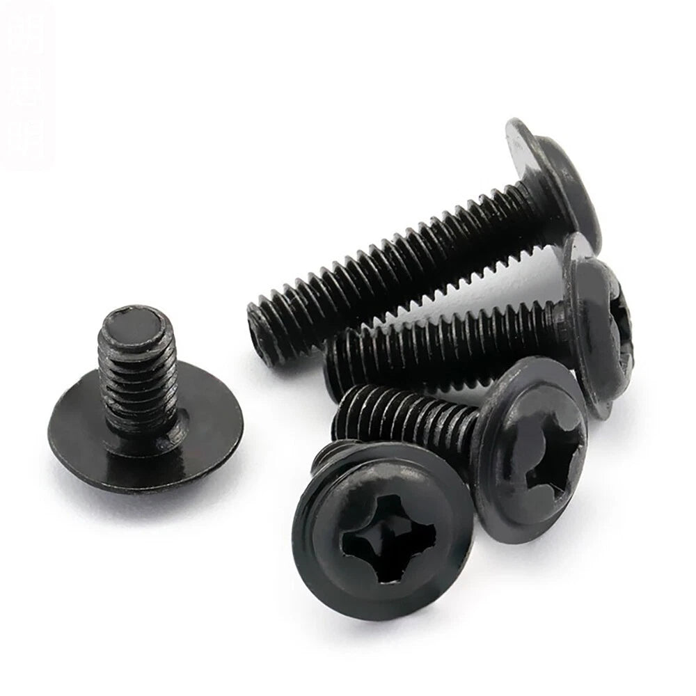 Black Zinc Flanged Button Head Machine Screws – M2 M2.5 M3 M4 M5, Phillips Drive (DIN 967)