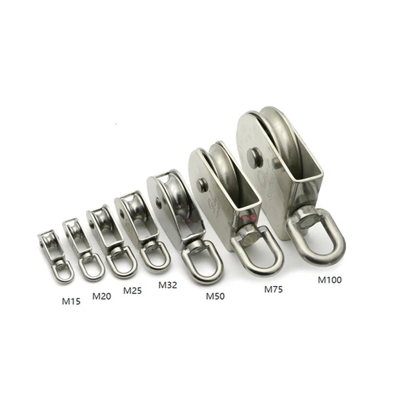 Stainless Steel Heavy Duty Single/Double Pulley Block Wheel Swivel Lifting Rope