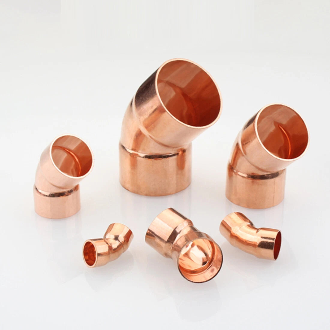 Copper Long Radius Street 45° Elbow — End Feed Refrigeration Fitting 6.35mm–133mm