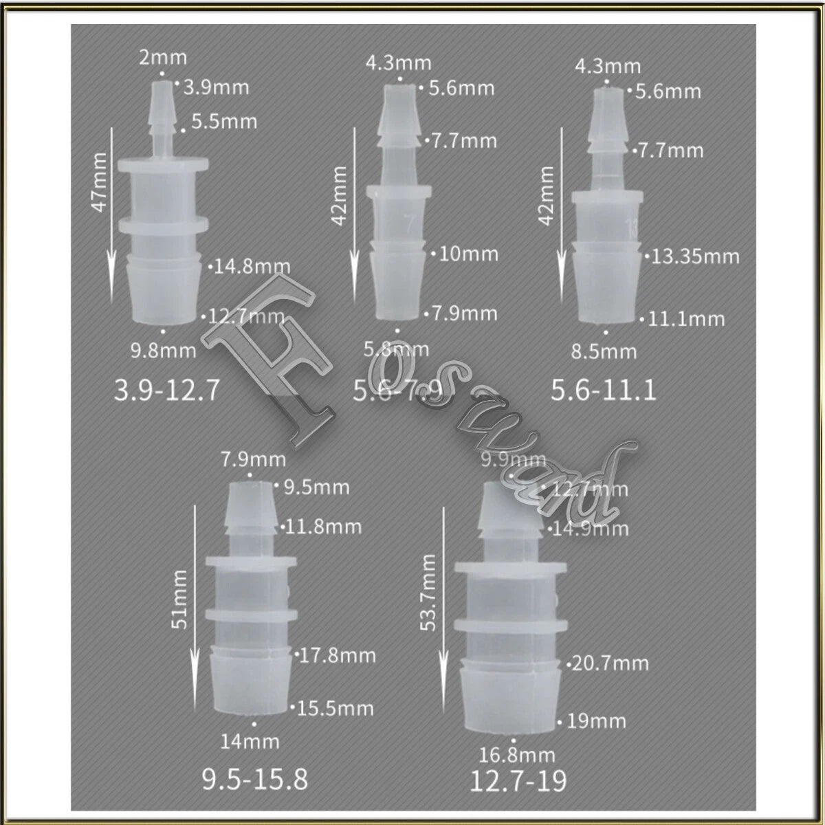 Straight Reducing Barbed Hose Connector — Plastic Fuel & Water Fitting 2.4–19mm