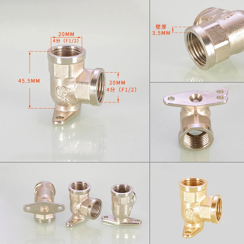 1/2" BSP Brass Wall Plate Elbow — Female Thread Garden Tap Outside Tap Fitting