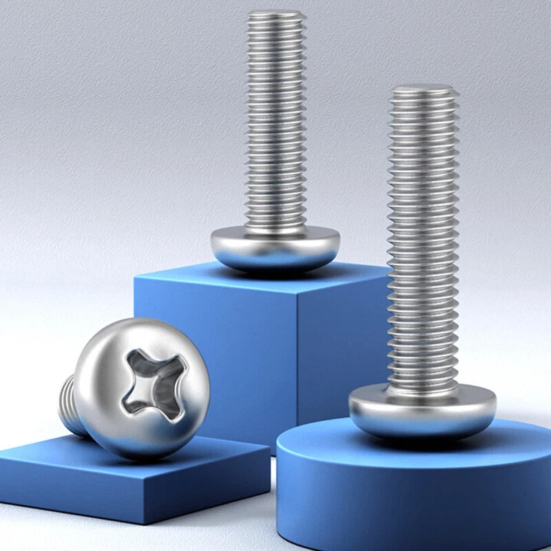 A2 Stainless Steel Pan Head Pozi Phillips Machine Screws M2 M2.5 M3 — 2mm to 120mm, Packs of 10–200