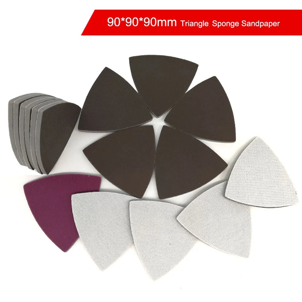 90*90*90mm Triangle Sponge Sandpaper 0 - 6 Hole Red Sanding Paper Pads Sheets