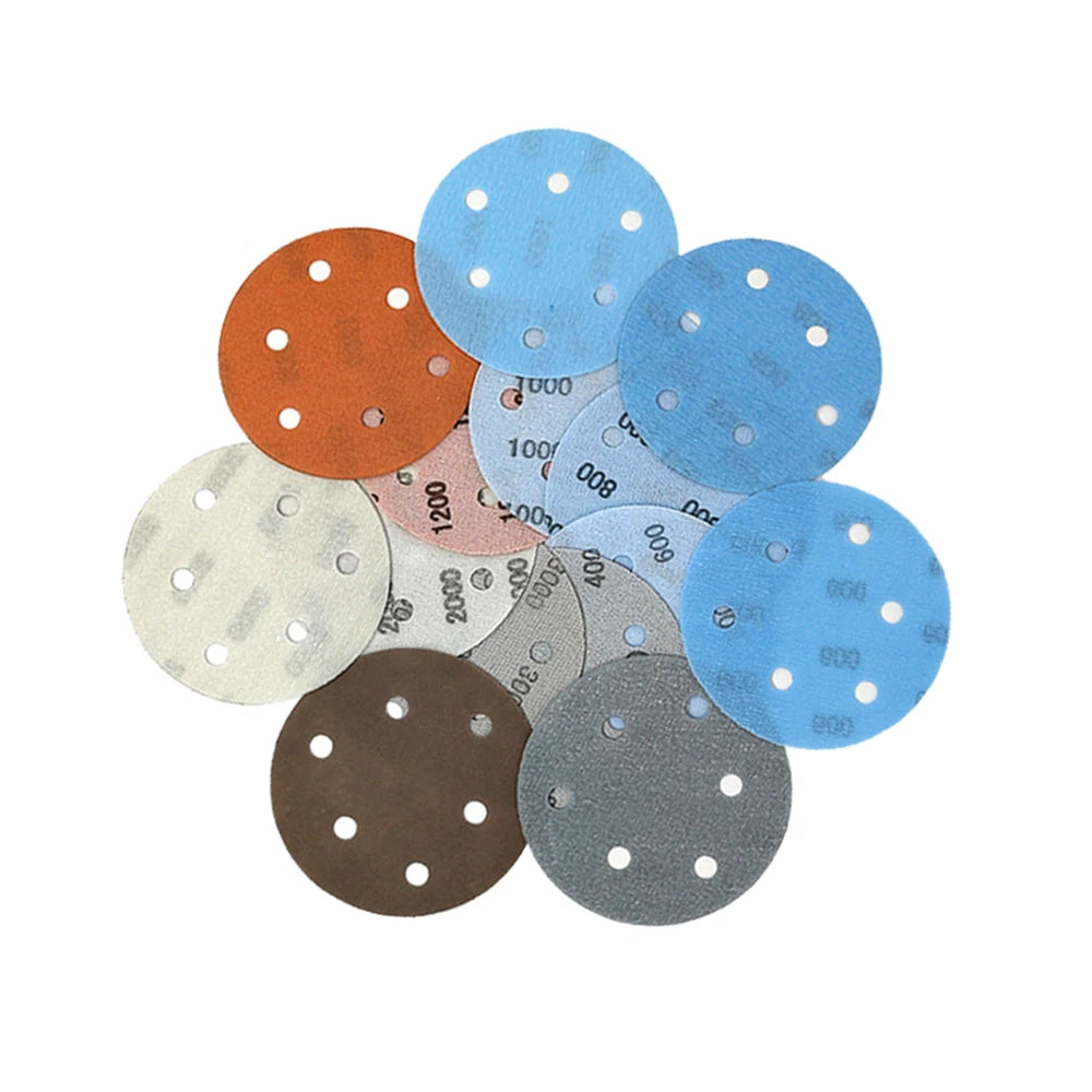 5/6/8 Holes Fv Soft Film Sandpaper 125mm Wet And Dry Sanding Discs 600 - 5000#