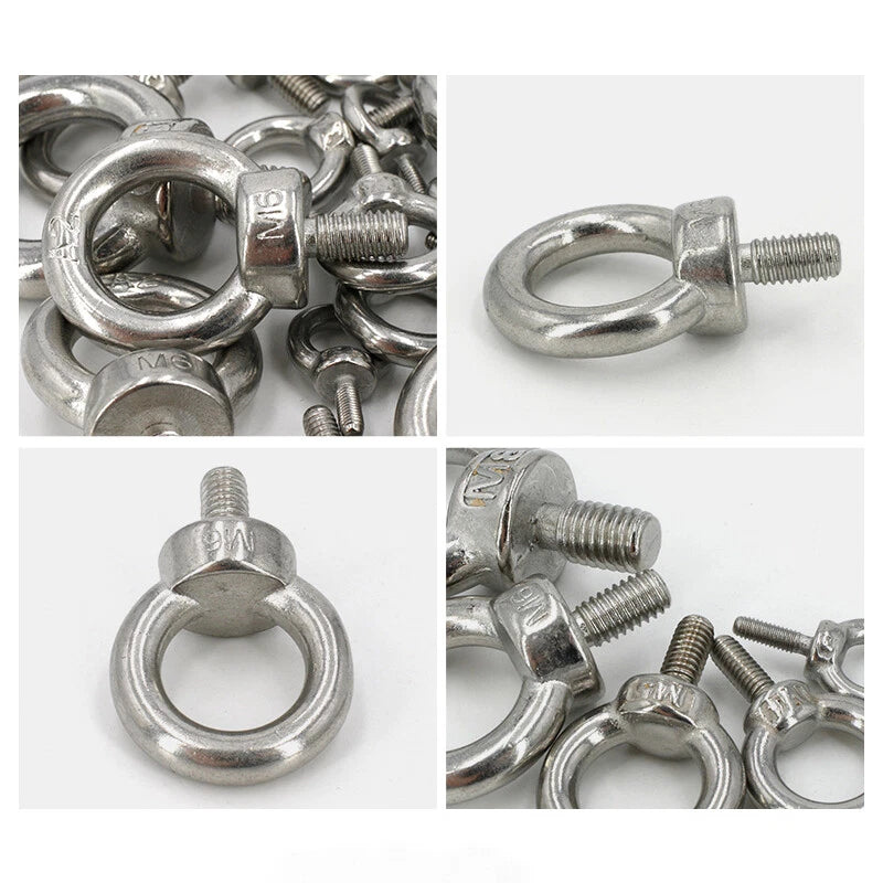 304 Stainless Steel Ring Screws M3 - M30 Eyelets Screw Heavy Duty Lifting Bolts