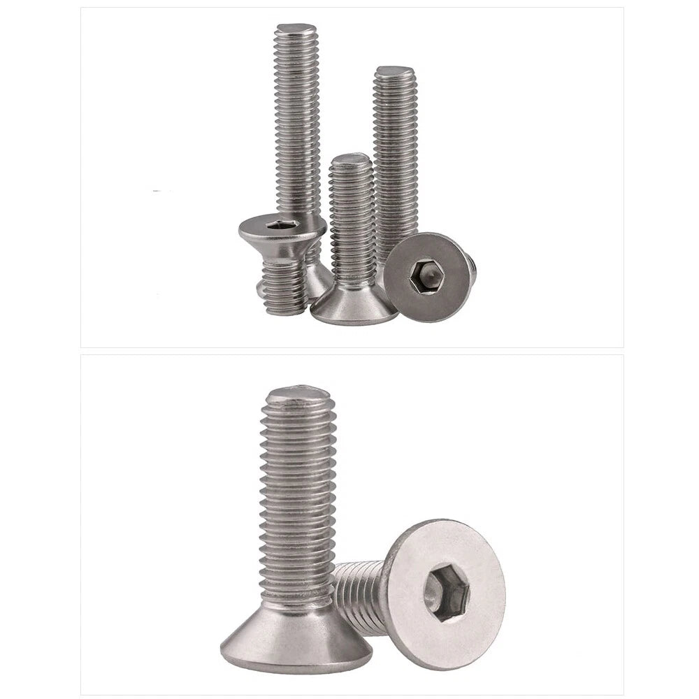 A4 Stainless Steel Countersunk Flat Head Allen Socket Machine Screws M3 M4 M5 M6 M8 M10 — 4mm to 100mm