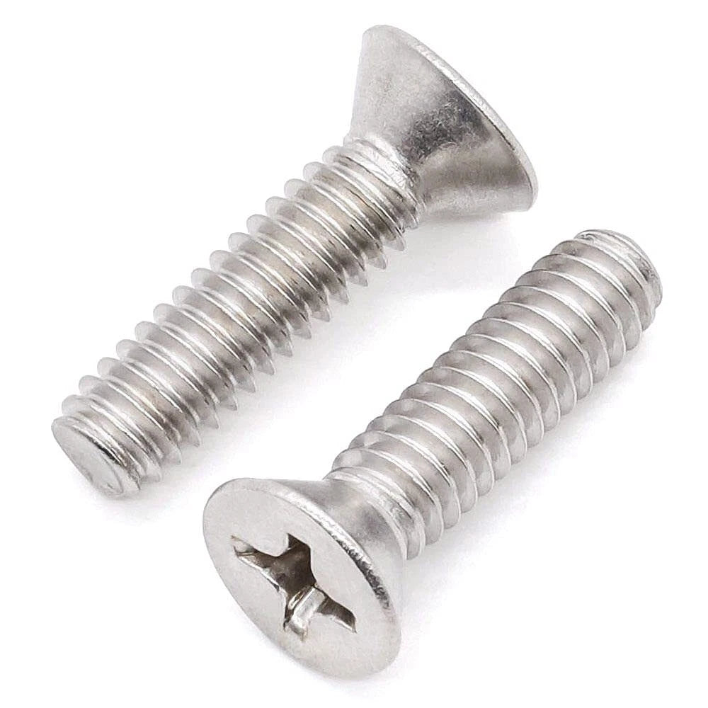 M2 & M2.5 Countersunk Phillips Screws – A2 Stainless Steel, Fully Threaded (2–60mm Overall Length)