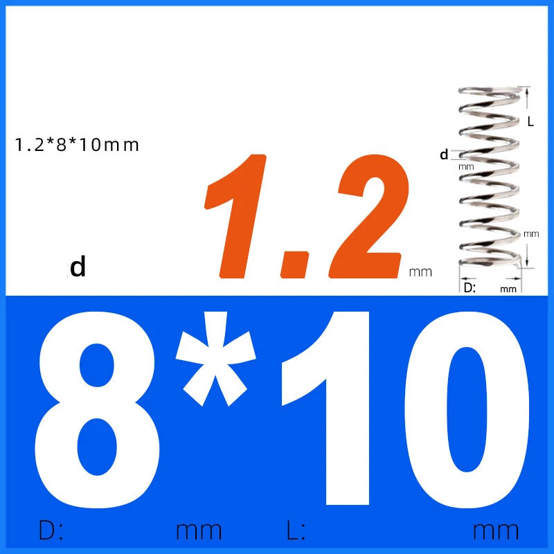 Compression Spring 1.2mm Wire Dia 8mm - 13mm OD Small Pressure Springs