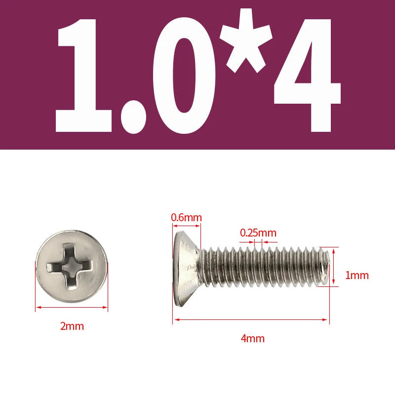 Phillips Machine Screws Countersunk Nickel Plated Steel DIN 965 Flat Head M1~M6