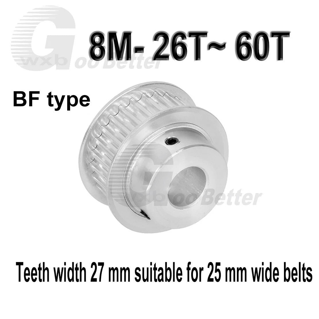 Timing Pulley Aluminum Bore=8~30mm 26~60 Teeth 27mm Wide Pulley HTD8M w Step