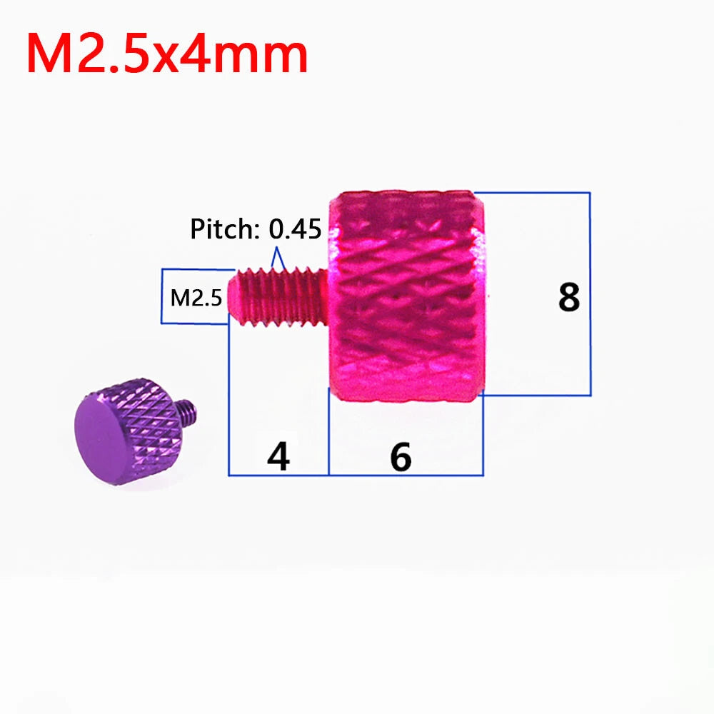 M2 M2.5 Aluminum Knurled Thumb Screws – Flat Hand Grip, 10 Colors