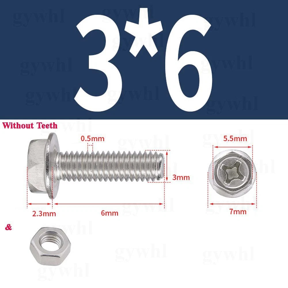 Phillips Hex Flange Bolts with Hex Nuts — Serrated & Smooth, M3–M8