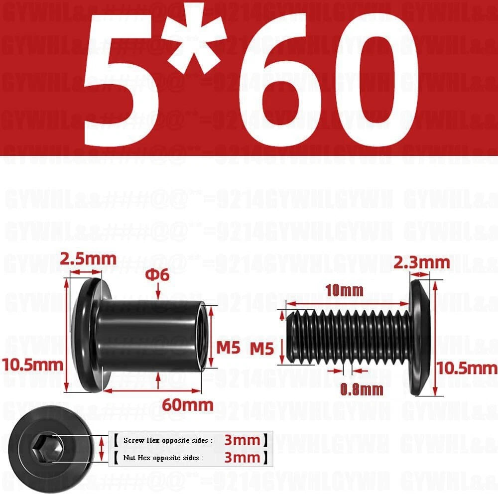 Metric Furniture Connector Bolts with End Cap Nuts — Stainless Steel M2 to M10
