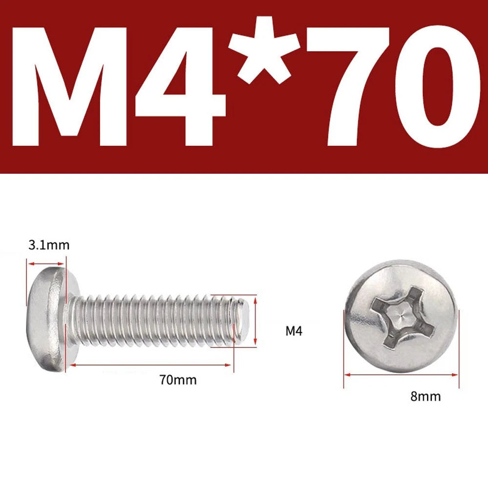 Phillips Pan Head Machine Screws — A4 Marine Grade Stainless Steel, DIN 7985 (M1.6–M10)