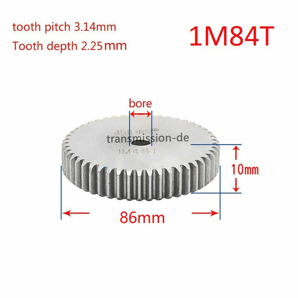 1/1.5 Mod 12T-150T Spur Gear 45# Steel Pinion Gear Thickness 1M-10mm 1.5M-15mm