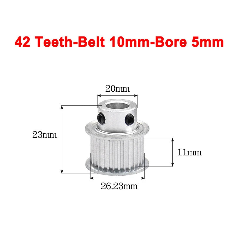 2GT Drive Pulley With Step 16 Tooth - 100 Tooth Bore 4mm - 25mm for 10mm Belt