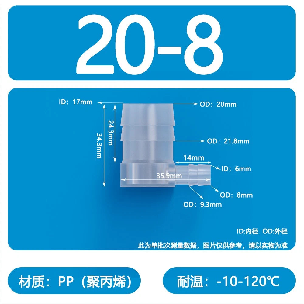 90° Elbow Plastic Barbed Joiner Reducer Connector Pipe Tube Hose Water 1.6-25mm