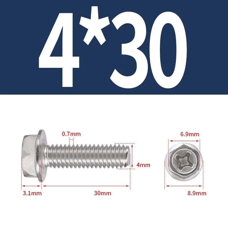Phillips Hex Flange Screws 304 Stainless Steel M3–M8 | Dentate & Flat Flange - HomeDIYer